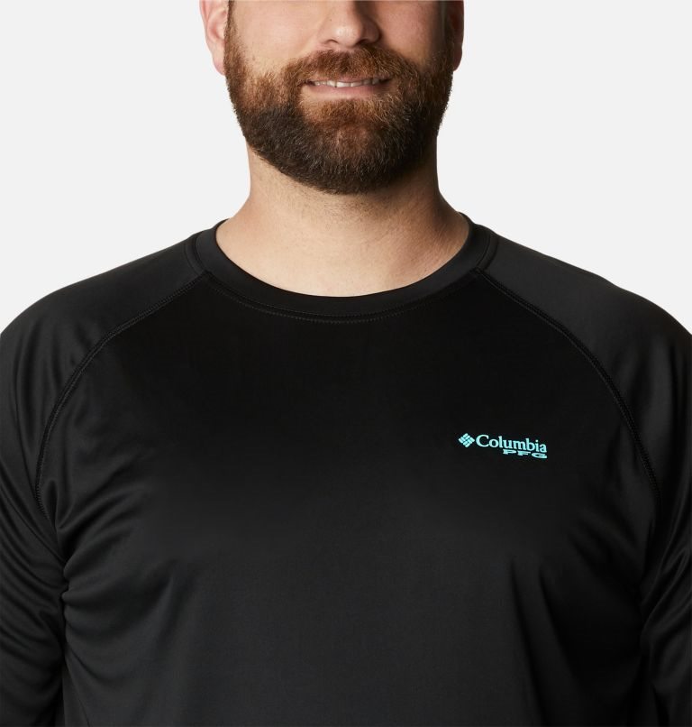Men's Columbia PFG Terminal Tackle Long Sleeve Sweatshirts Black | Plus Size CA-Z6AC3